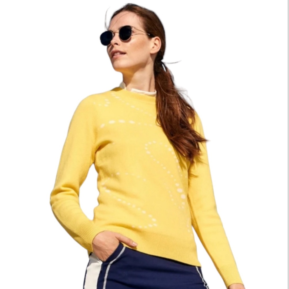 NWOT | Movetes | Merino-Cashmere Intarsia Varsity Crewneck Sweater | M